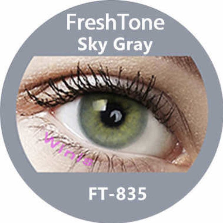 FRESHTONE SUPER NATURALS SKY GRAY (GREY) COSMETIC COLORED CONTACT LENSES FREE SHIPPING (HIDROCOR) - EyeQ Boutique