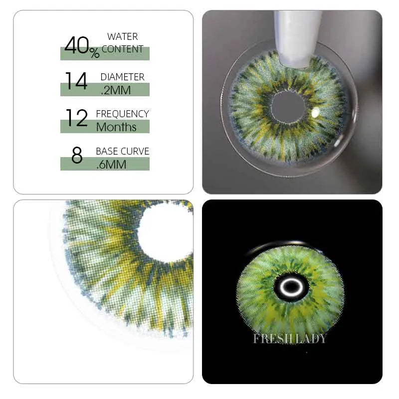 FRESHLADY RARE IRIS GREEN COSMETIC COLORED CONTACT LENSES FA20-2 - EyeQ Boutique