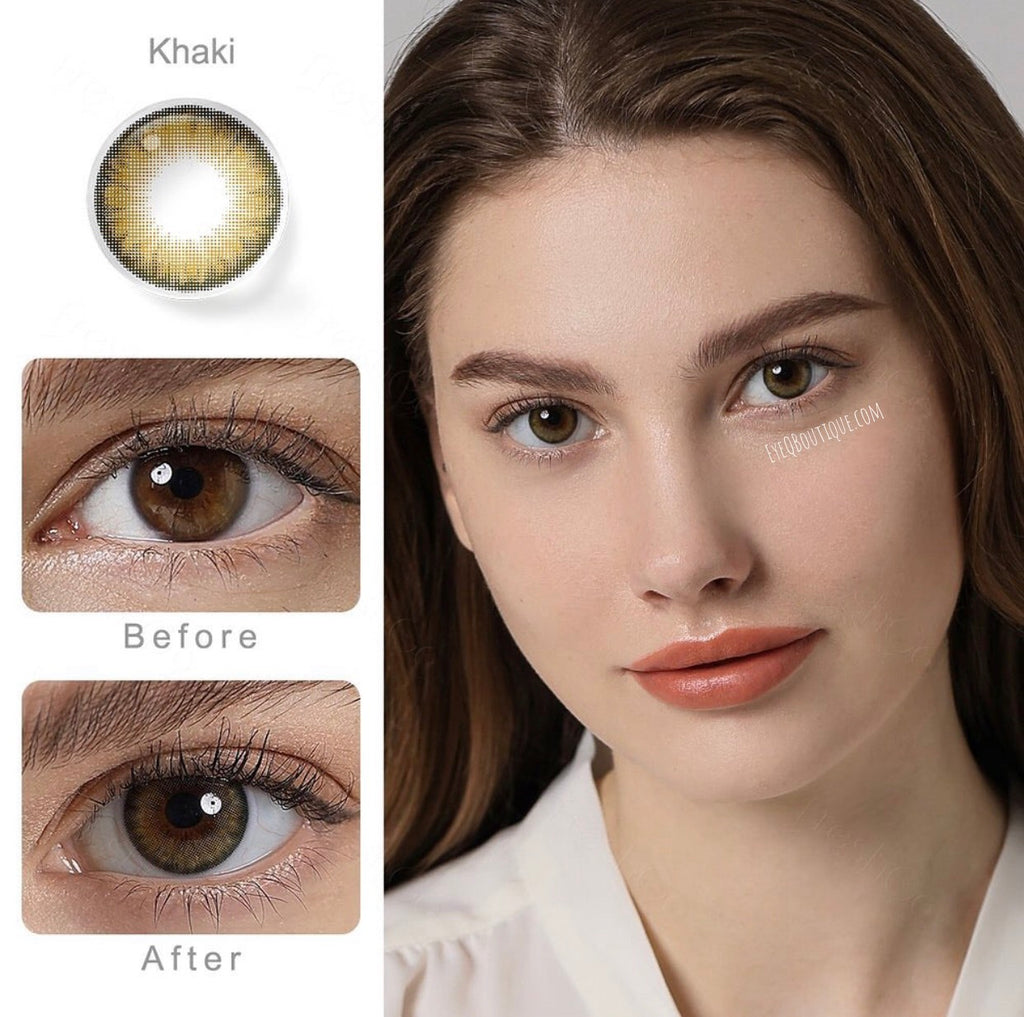 FRESHGO PRO KHAKI (HAZEL BROWN) COSMETIC COLORED CONTACT LENSES FREE SHIPPING - EyeQ Boutique