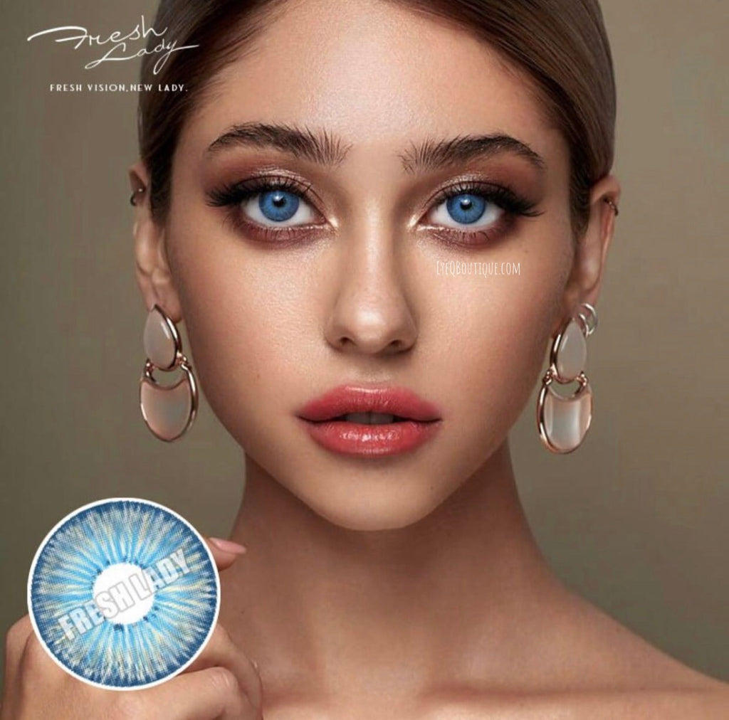 FRESHLADY NEW NEW YORK BLUE COLORED CONTACT LENSES COSMETIC FREE SHIPPING - EyeQ Boutique
