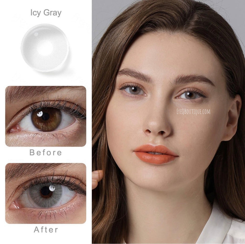 FRESHGO HIDROCOR ICY GRAY (GREY) COSMETIC COLORED CONTACT LENSES FREE SHIPPING - EyeQ Boutique