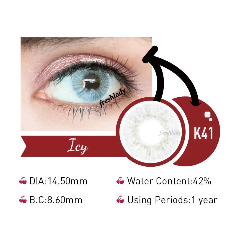 FRESHLADY CHERRY ICY COLORED CONTACT LENSES COSMETIC FREE SHIPPING - EyeQ Boutique