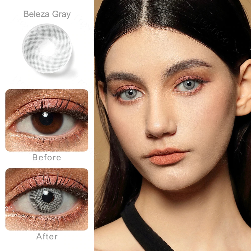 FRESHGO HIDROCOR GEN 3 BELEZA GRAY (GREY) COSMETIC COLORED CONTACT LENSES FREE SHIPPING - EyeQ Boutique