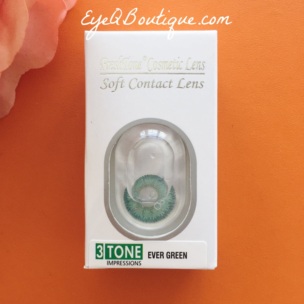 FRESHTONE EVER GREEN COSMETIC COLORED CONTACT LENSES FREE SHIPPING - EyeQ Boutique