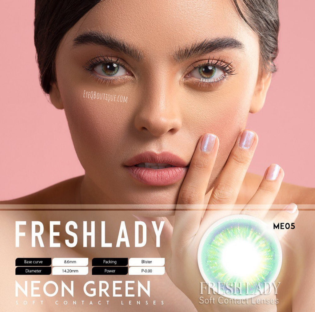 FRESHLADY NEON GREEN COLORED CONTACT LENSES COSMETIC FREE SHIPPING - EyeQ Boutique