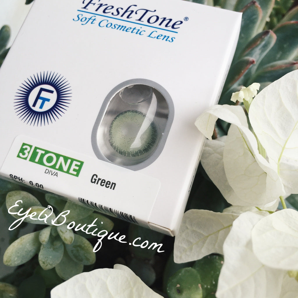 FRESHTONE DIVA GREEN COSMETIC COLORED CONTACT LENSES FREE SHIPPING - EyeQ Boutique