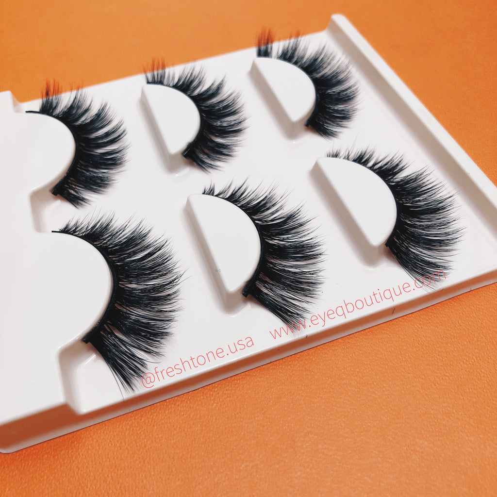 MIAMI 3D LONG VOLUME WISPY FALSE EYE LASHES 3 PAIRS (1 TRAY) FREE SHIPPING - EyeQ Boutique