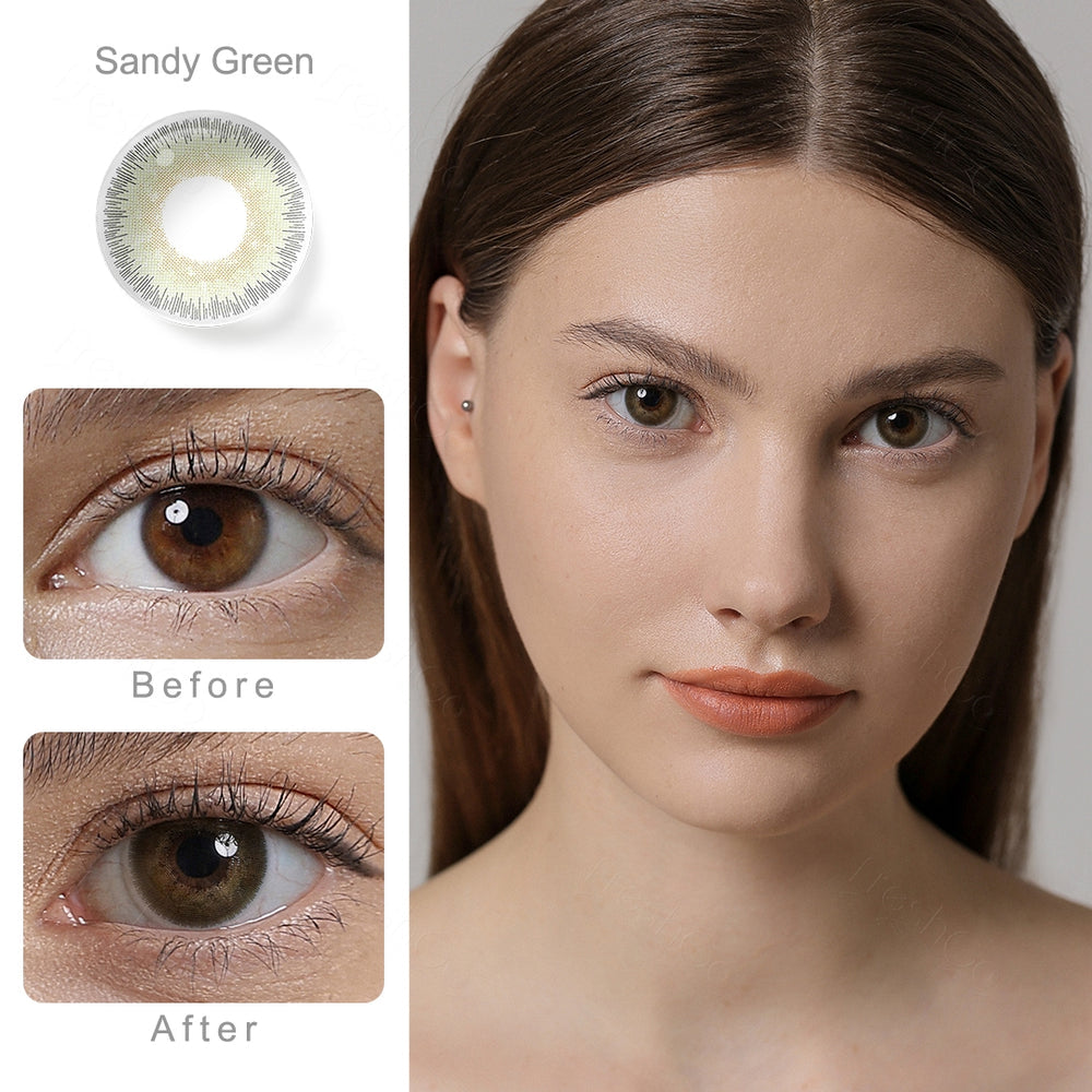 FRESHGO SANDY GREEN COSMETIC COLORED CONTACT LENSES FREE SHIPPING - EyeQ Boutique