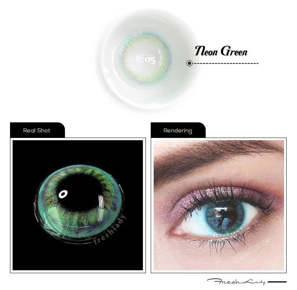 FRESHLADY NEON GREEN COLORED CONTACT LENSES COSMETIC FREE SHIPPING - EyeQ Boutique