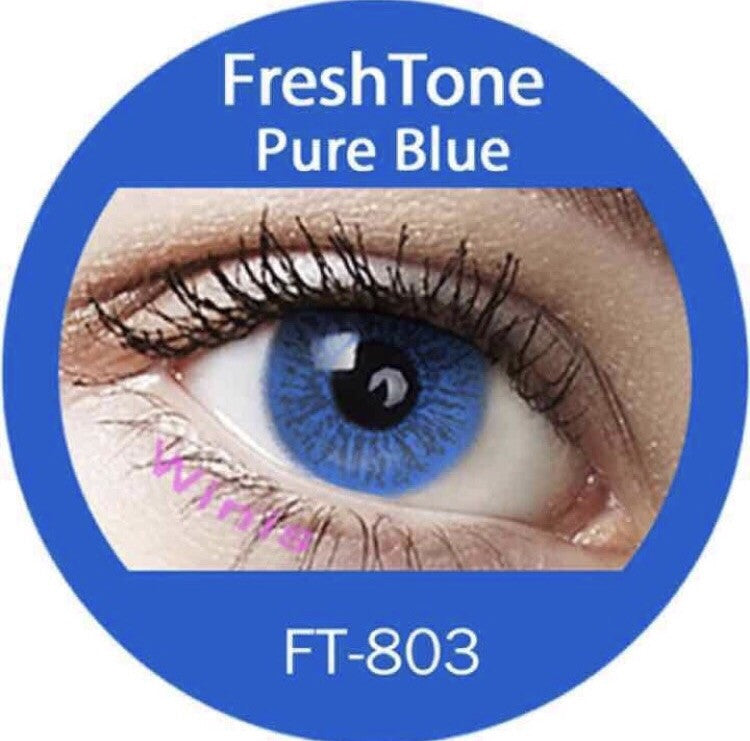 FRESHTONE PURE BLUE COSMETIC COLORED CONTACT LENSES FREE SHIPPING - EyeQ Boutique