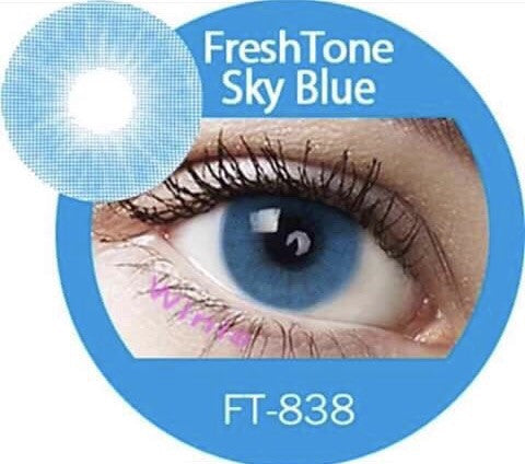 FRESHTONE SUPER NATURALS SKY BLUE COSMETIC COLORED CONTACT LENSES FREE SHIPPING (HIDROCOR) - EyeQ Boutique