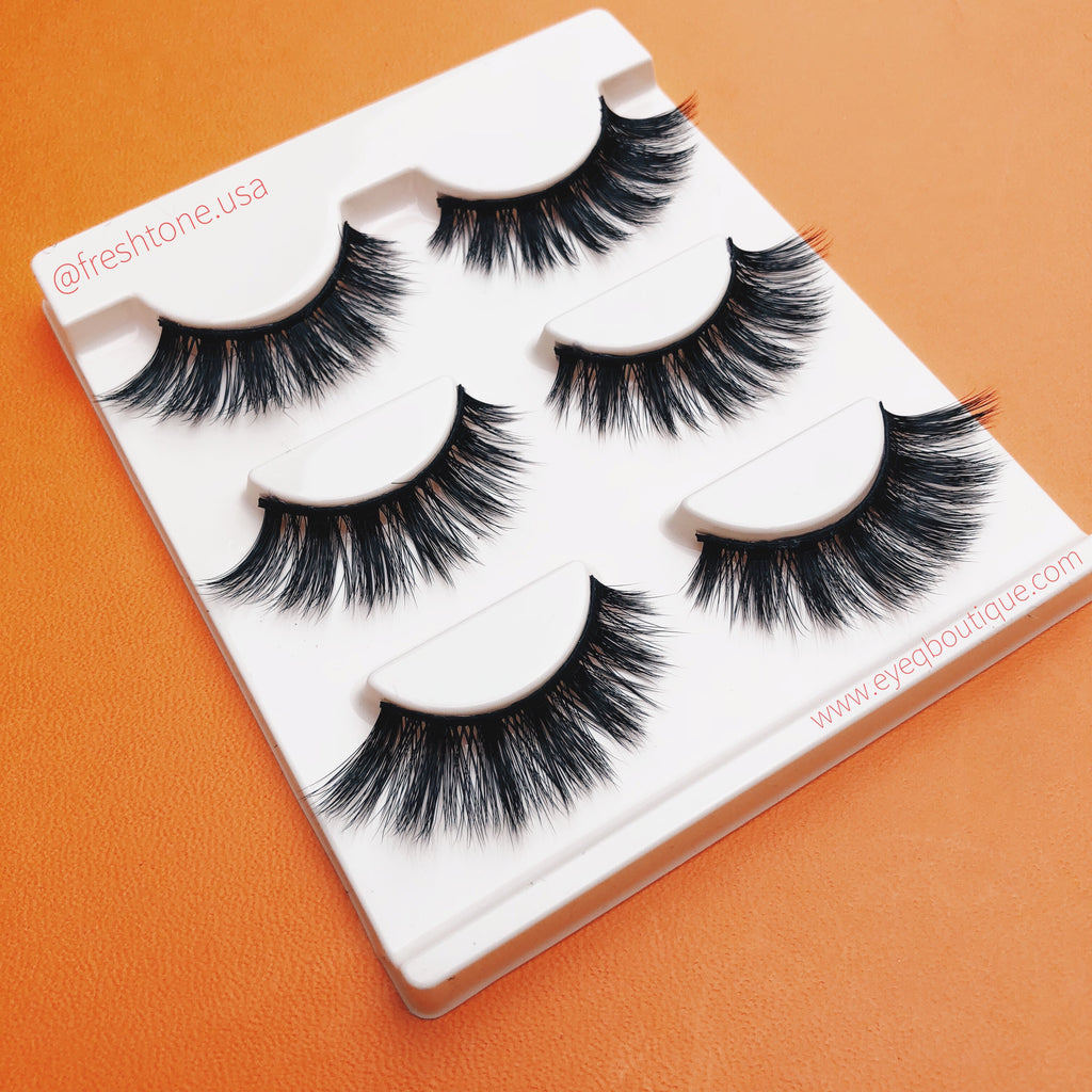 MIAMI 3D LONG VOLUME WISPY FALSE EYE LASHES 3 PAIRS (1 TRAY) FREE SHIPPING - EyeQ Boutique