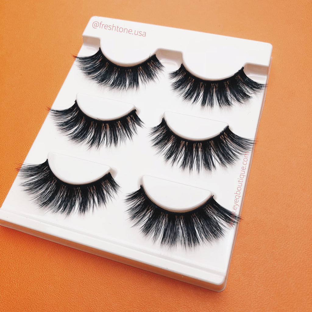 MIAMI 3D LONG VOLUME WISPY FALSE EYE LASHES 3 PAIRS (1 TRAY) FREE SHIPPING - EyeQ Boutique