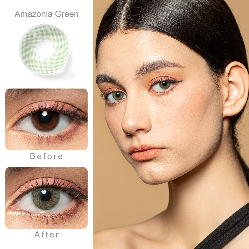 FRESHGO HIDROCOR GEN 3 AMAZONIA GREEN COSMETIC COLORED CONTACT LENSES FREE SHIPPING - EyeQ Boutique