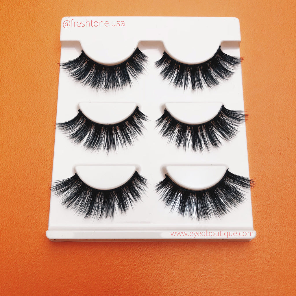 MIAMI 3D LONG VOLUME WISPY FALSE EYE LASHES 3 PAIRS (1 TRAY) FREE SHIPPING - EyeQ Boutique