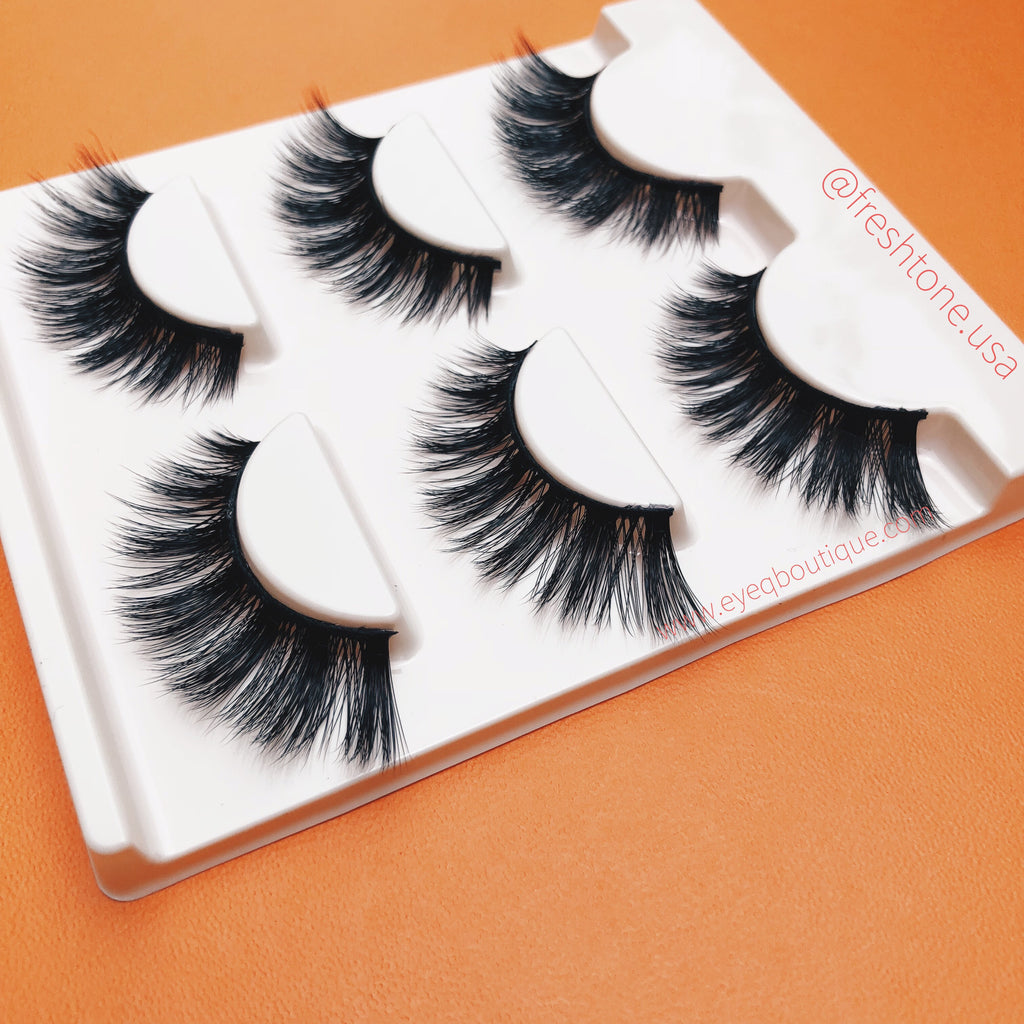 MIAMI 3D LONG VOLUME WISPY FALSE EYE LASHES 3 PAIRS (1 TRAY) FREE SHIPPING - EyeQ Boutique