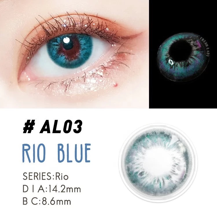 FRESHLADY RIO BLUE COLORED CONTACT LENSES COSMETIC FREE SHIPPING - EyeQ Boutique