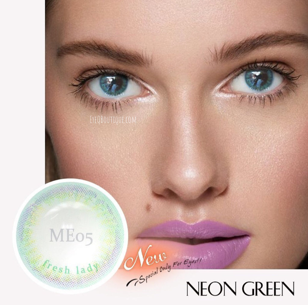 FRESHLADY NEON GREEN COLORED CONTACT LENSES COSMETIC FREE SHIPPING - EyeQ Boutique