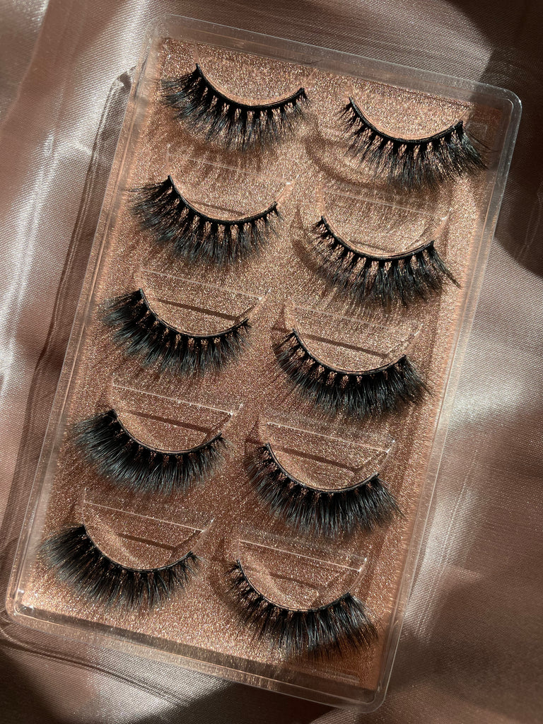 L.A. FALSE EYE LASHES 5 PAIRS (1 TRAY) 3D MINK EYELASHES (G909) FREE SHIPPING - EyeQ Boutique